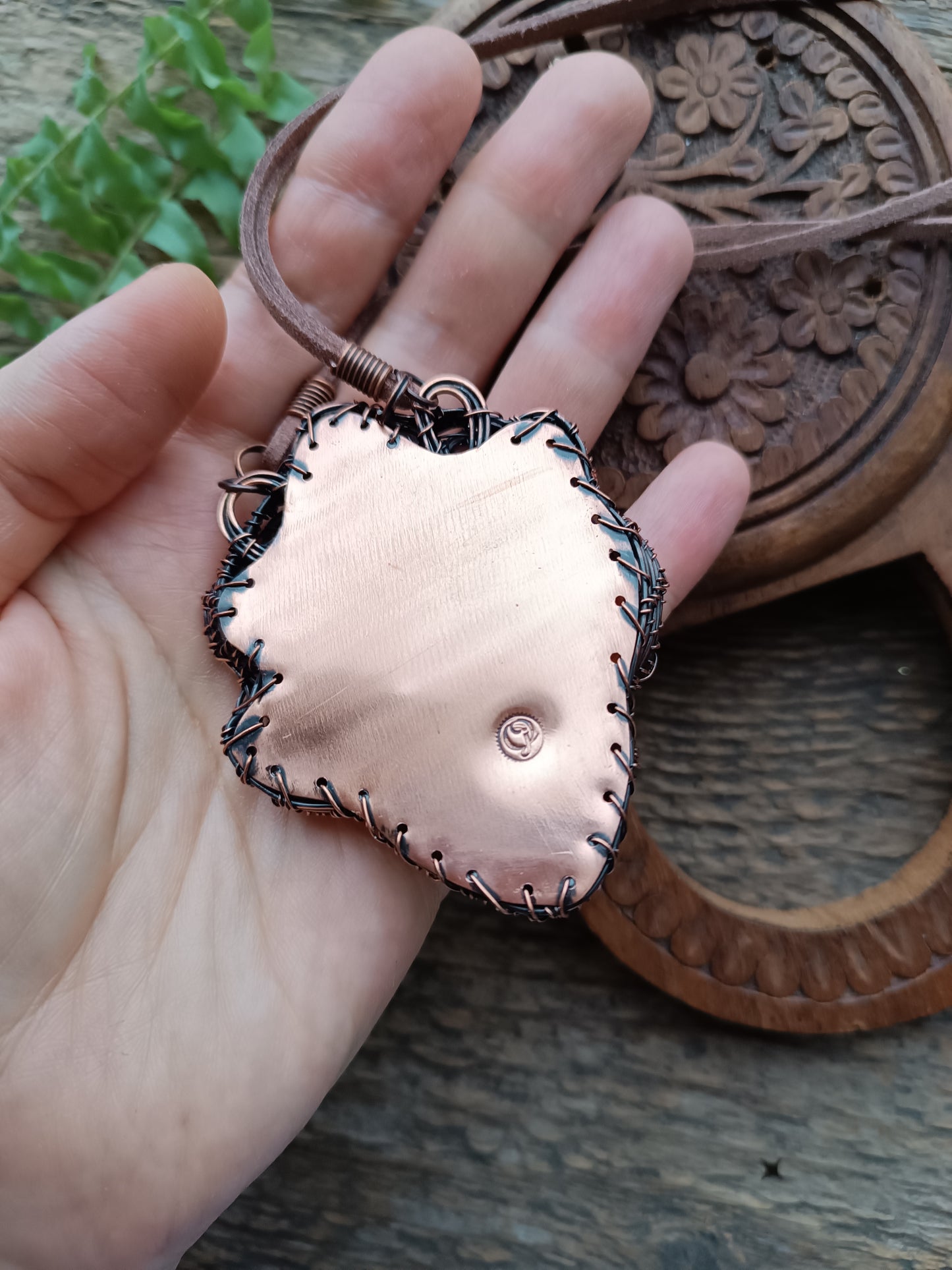 Lion necklace. Wire wrapped copper jewelry.