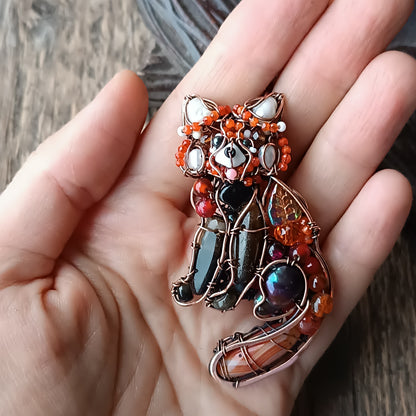 For Hanne. Red panda pendant