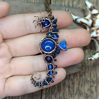 Blue lapis seahorse pendant