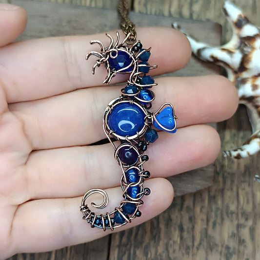 Blue lapis seahorse pendant