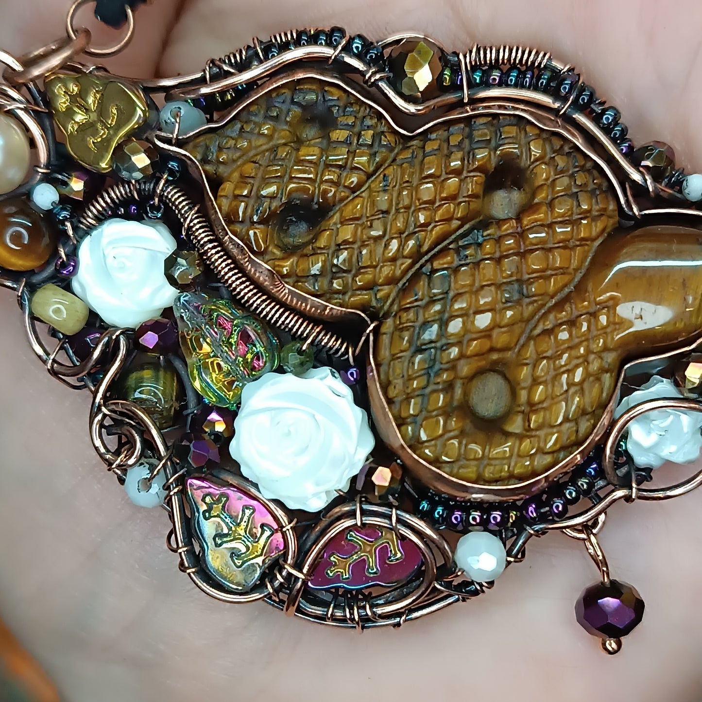 Golden tiger eye snake necklace