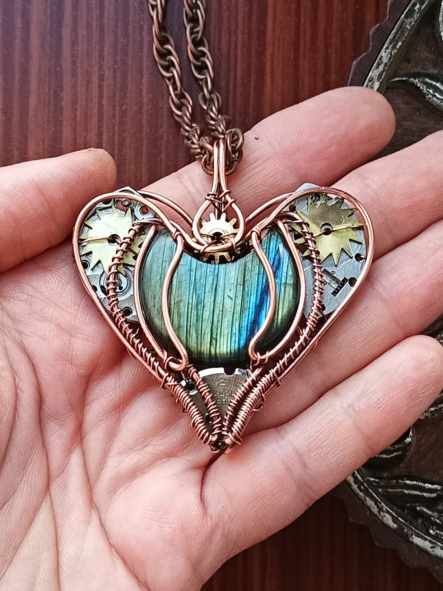 Mechanical heart necklace.