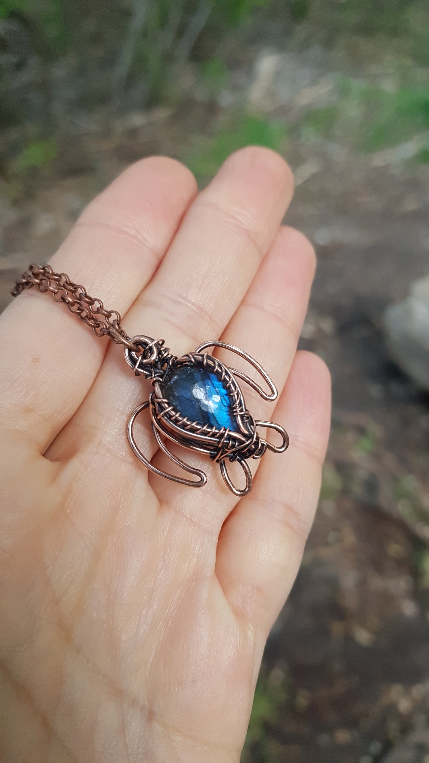 Little dark blue labradorite sea turtle charm.