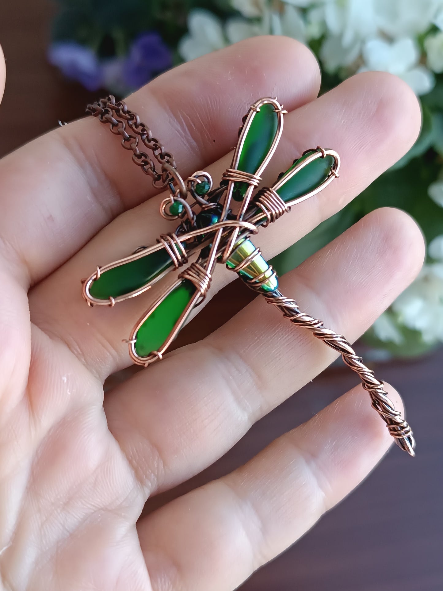 Green dragonfly charm