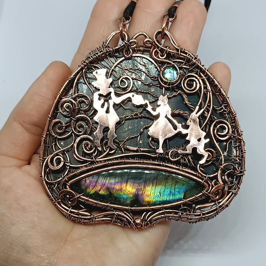 Wire wrapped statement necklace