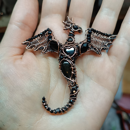 For Ann. Black mini dragon pendant