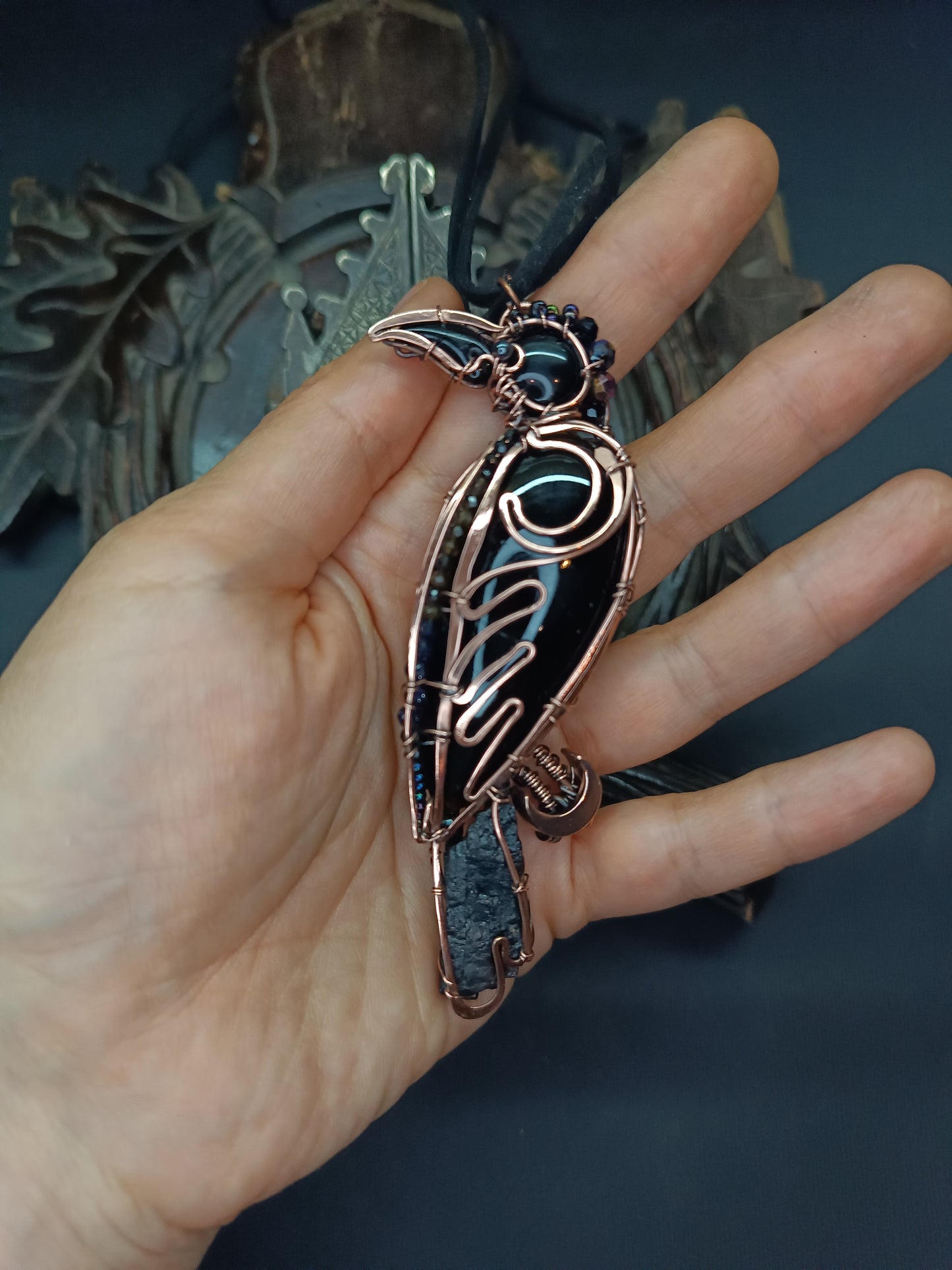 Midnight keeper. Raven necklace