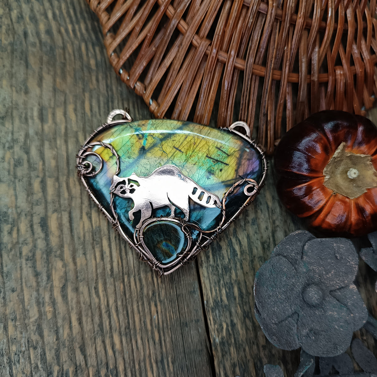 For Amanda. Raccoon necklace