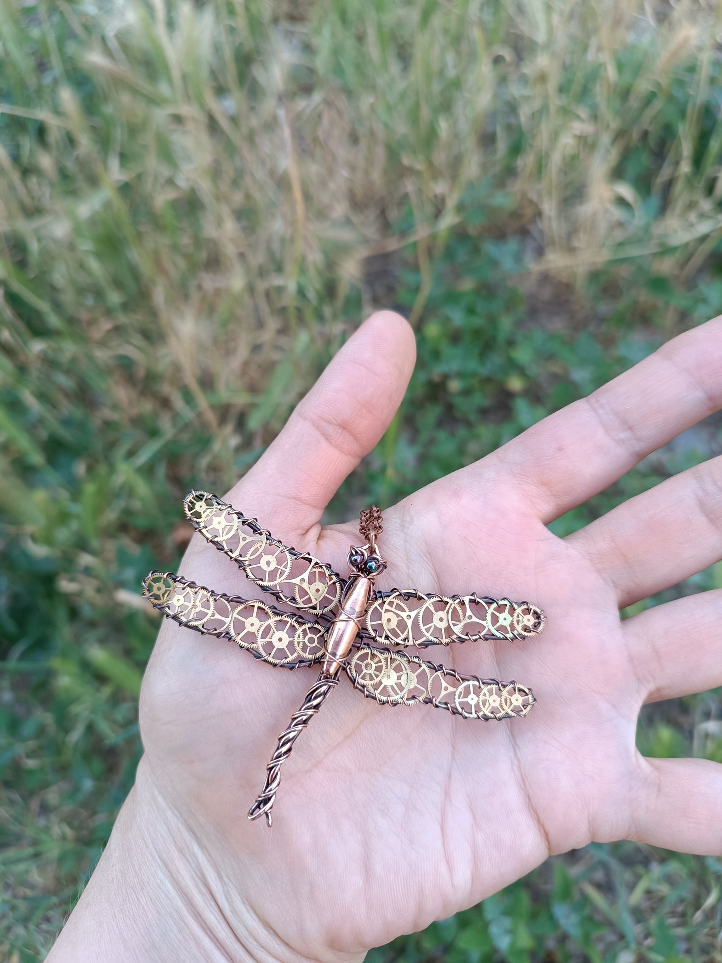 Steampunk dragonfly pendant