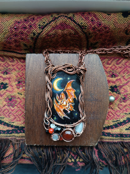 Halloween potion. Wearable art necklace.🦇🐈‍⬛🍲