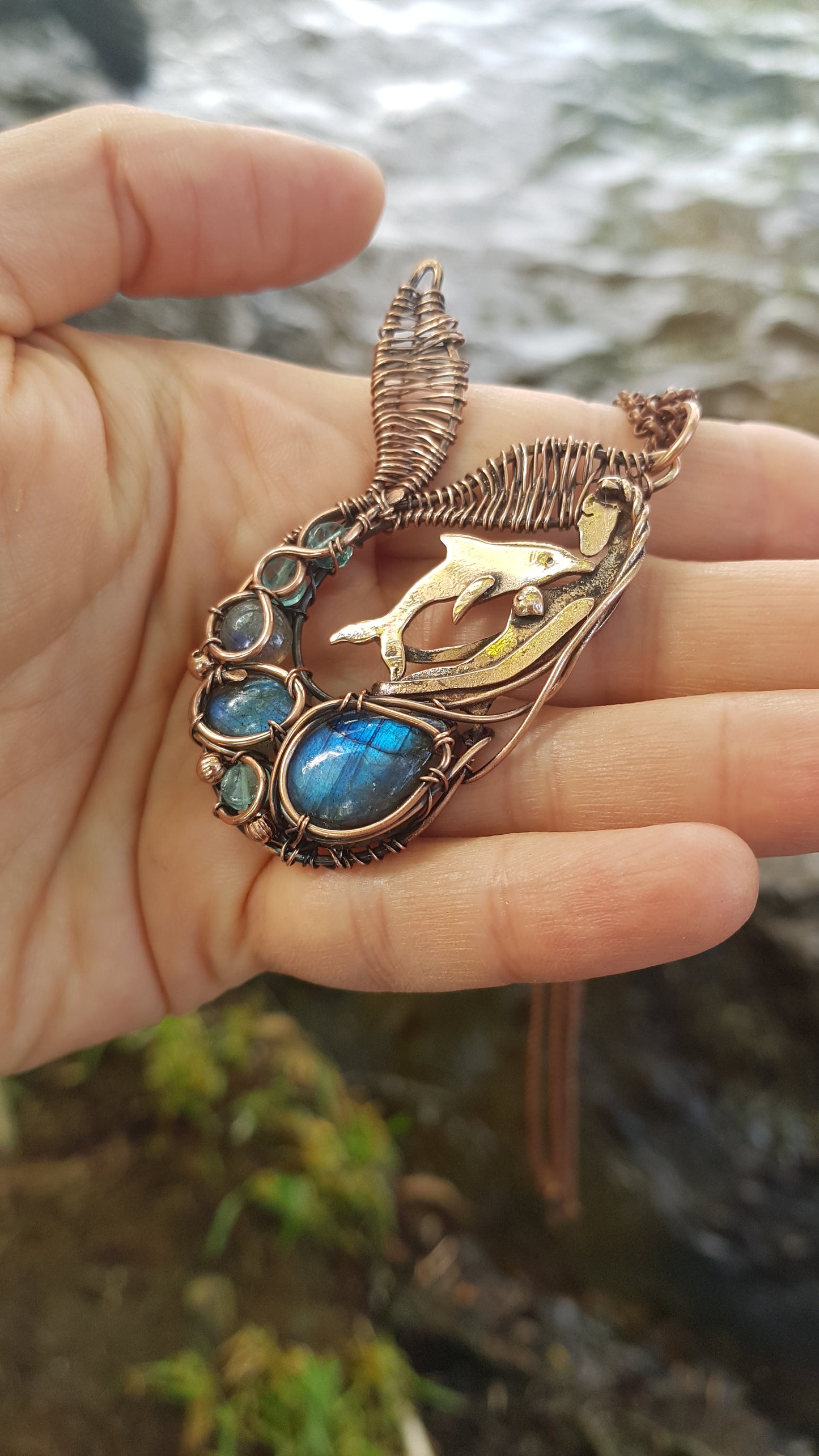 Mermaid and dolphing necklace