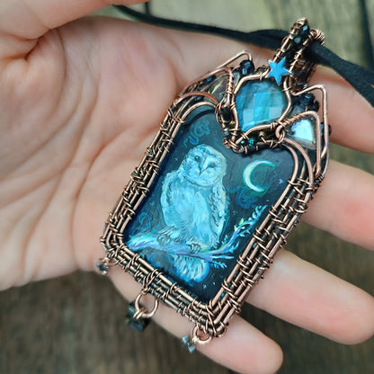 Moonlight ballade. Owl and Dragon necklace.