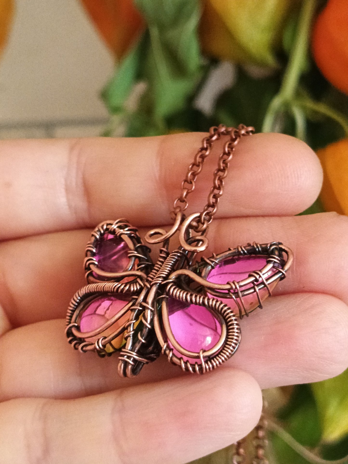 Magenta pink butterfly charm