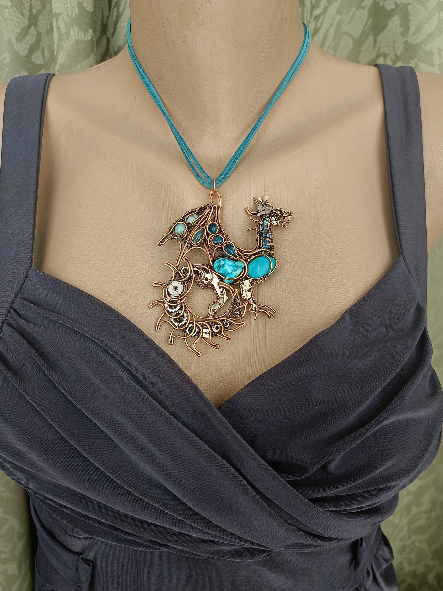 Blue sky dragon necklace