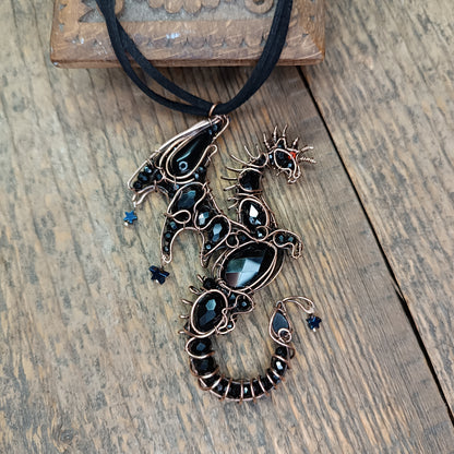 Midnight guardian. Dragon necklace.