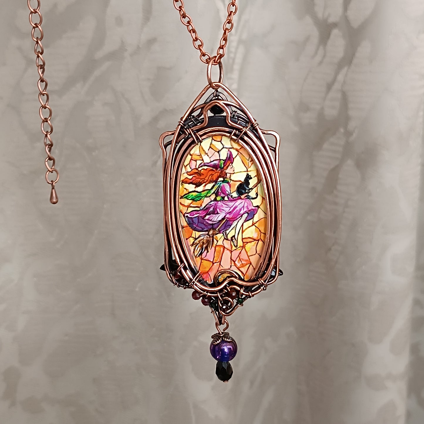 Witchcraft amulet. Hand painted miniature on copper.