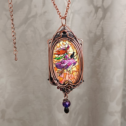 Witchcraft amulet. Hand painted miniature on copper.