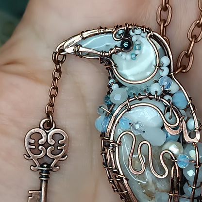 Secret keeper. White raven necklace. Rare version.