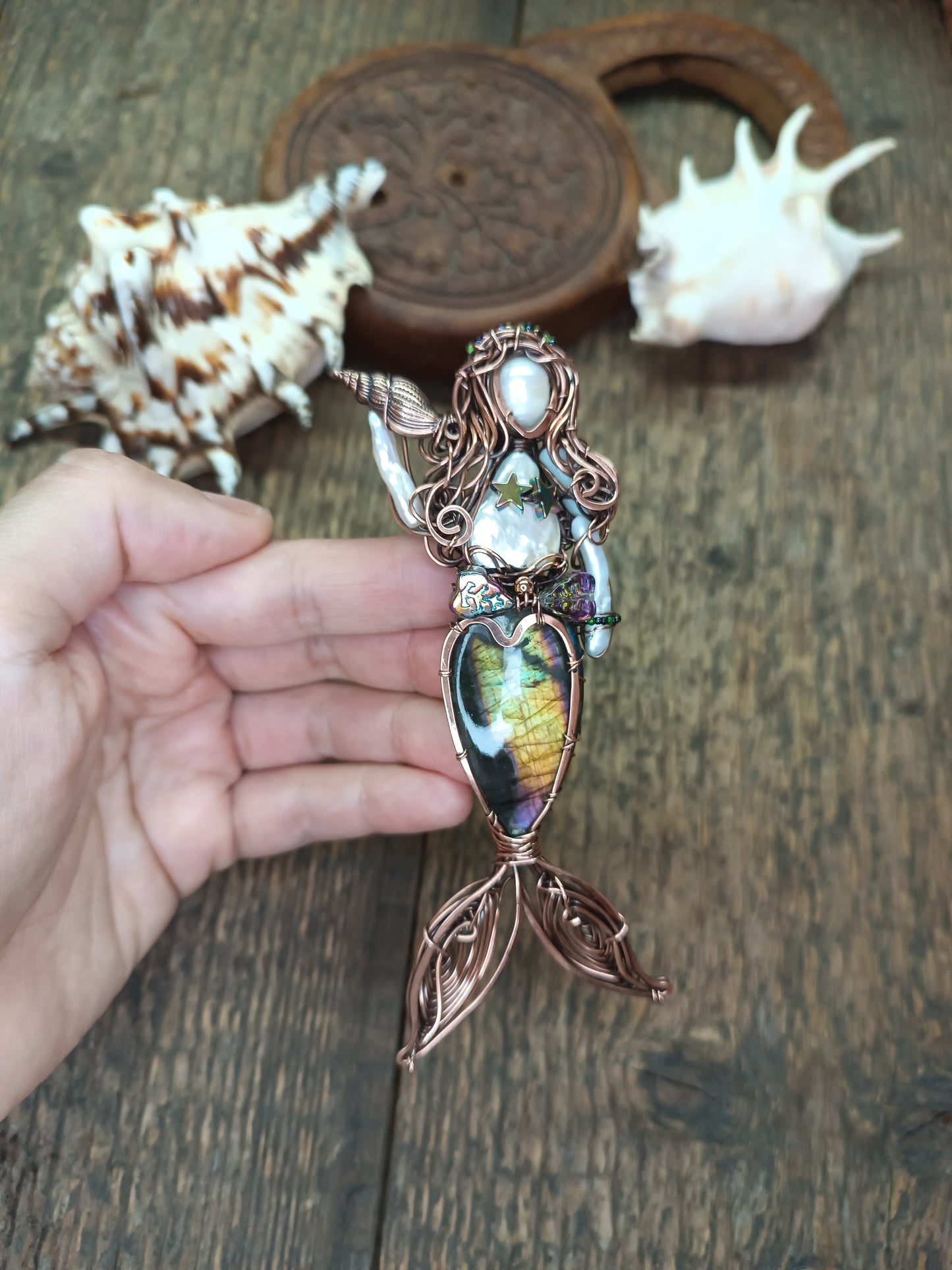 The Goddess of the sea. Mermaid necklace💚💛💜🧜
