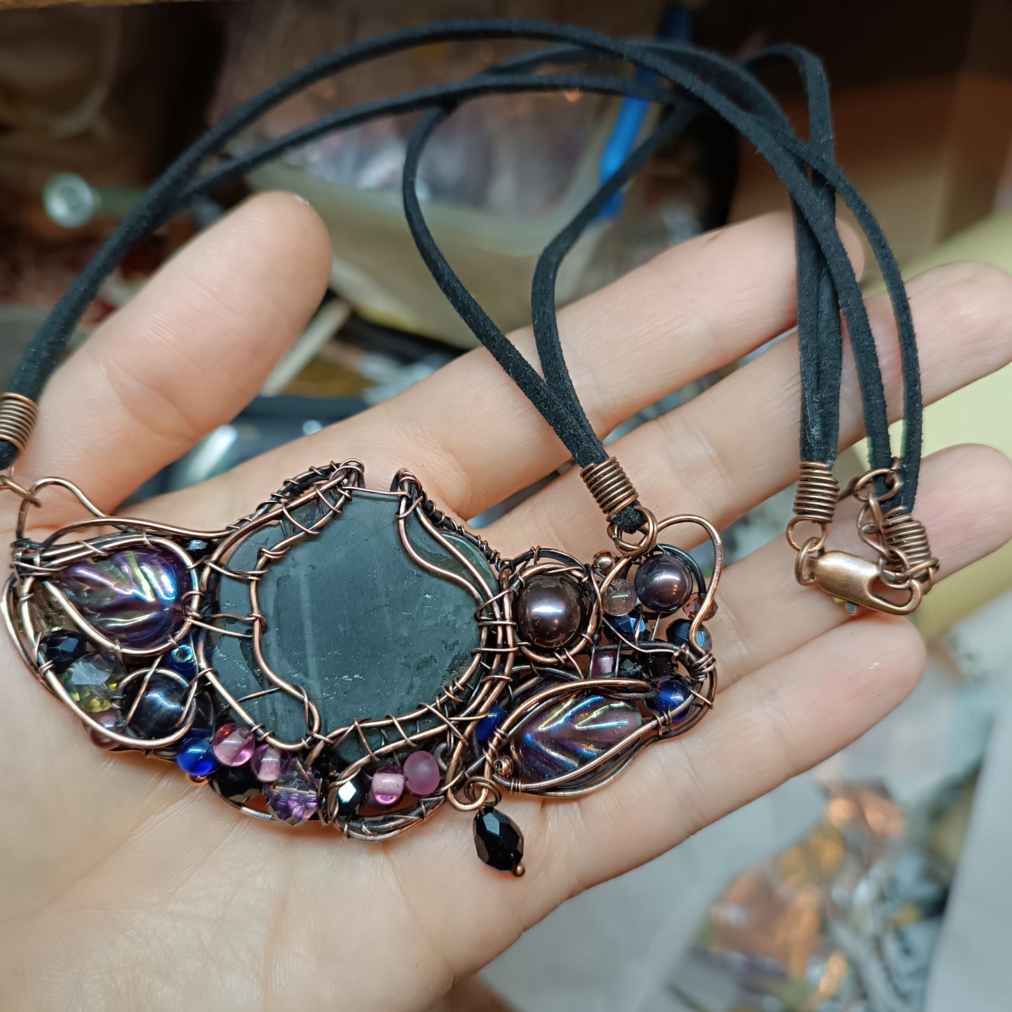 Midnight blooming. Statement necklace