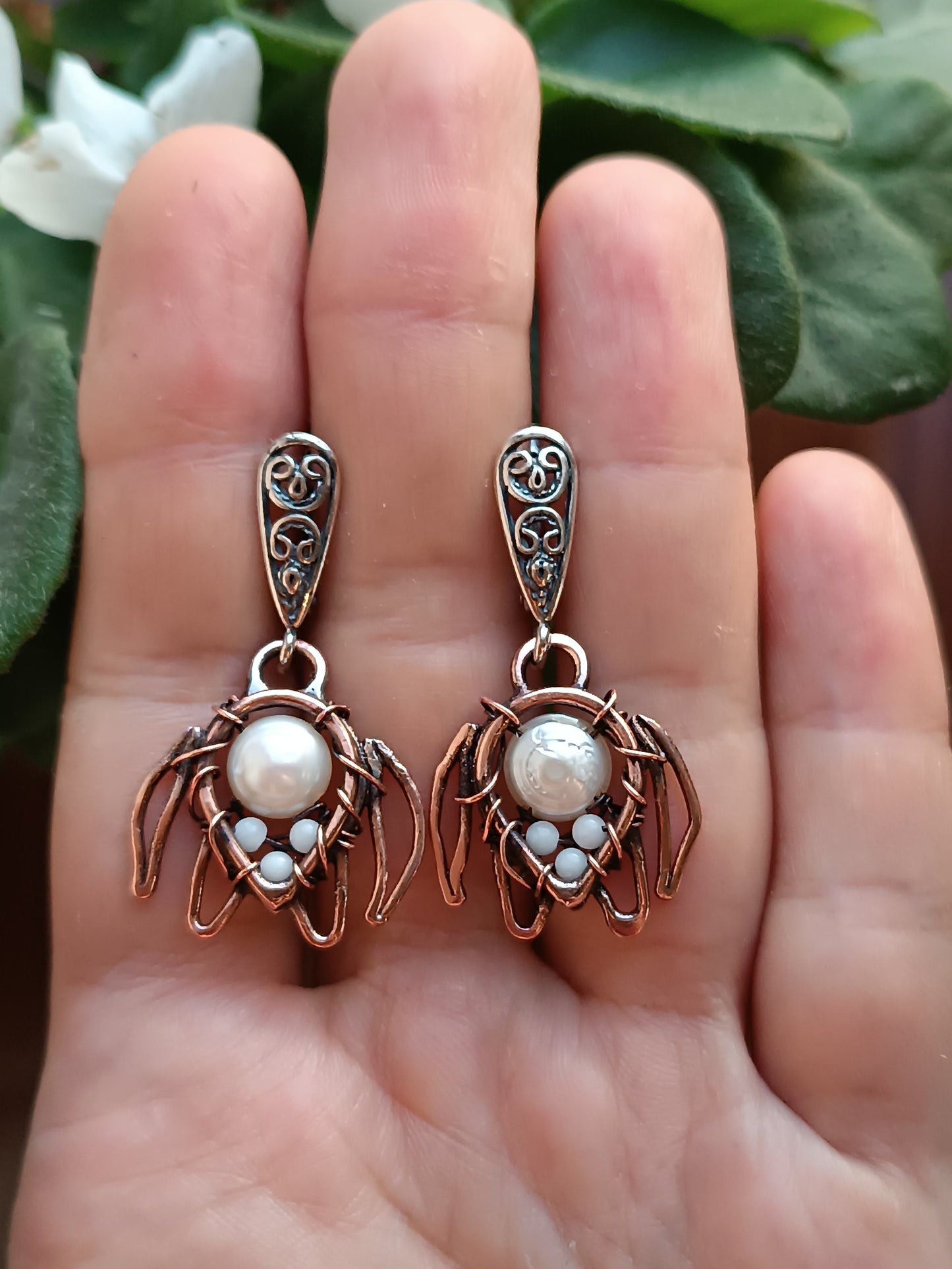 White sea turtle earrings