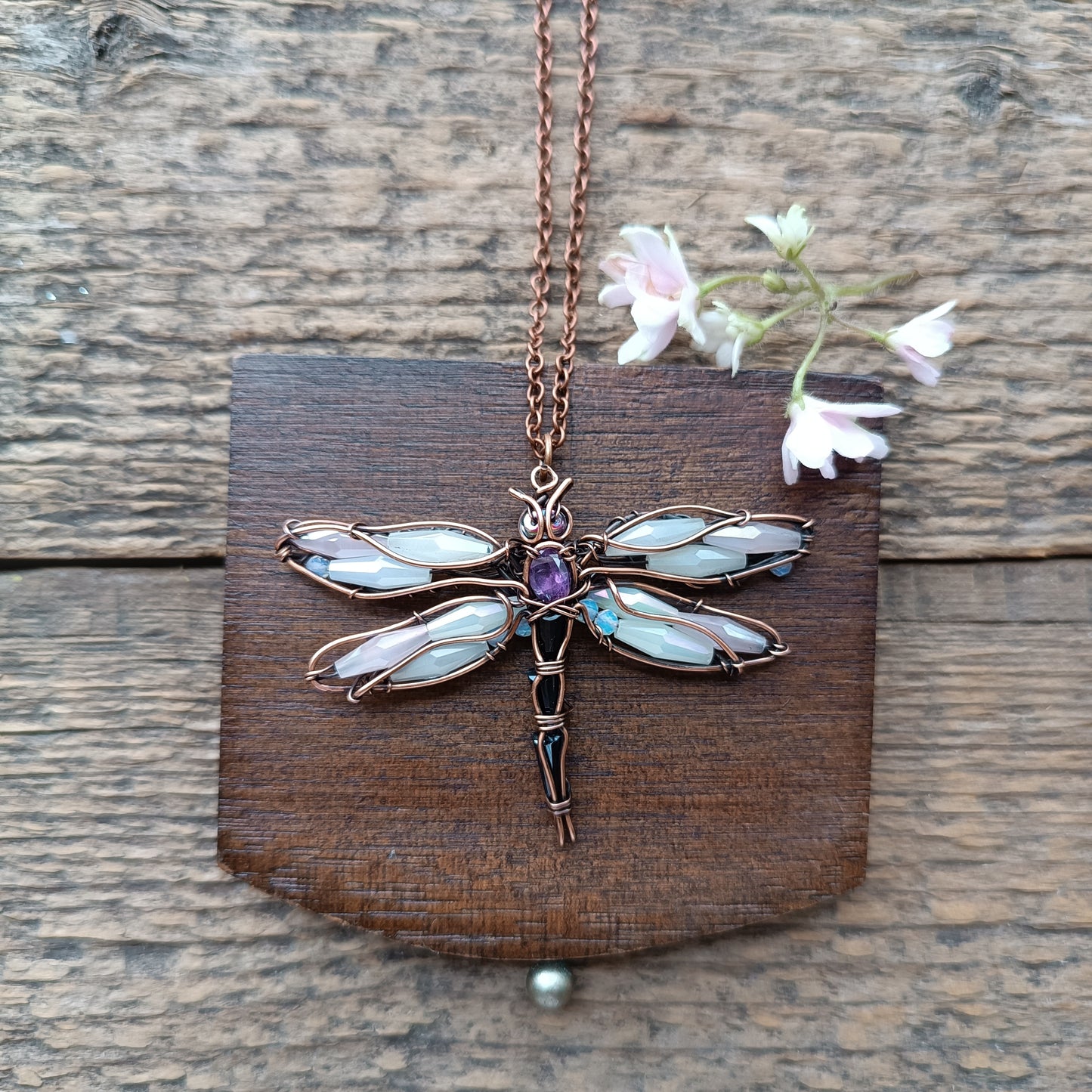 White dragonfly pendant