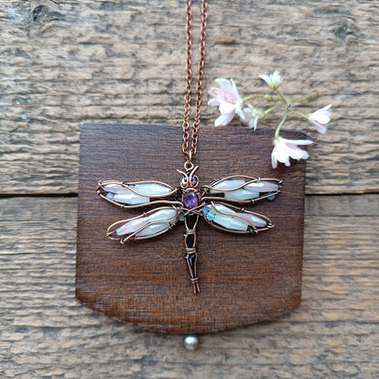 White dragonfly pendant