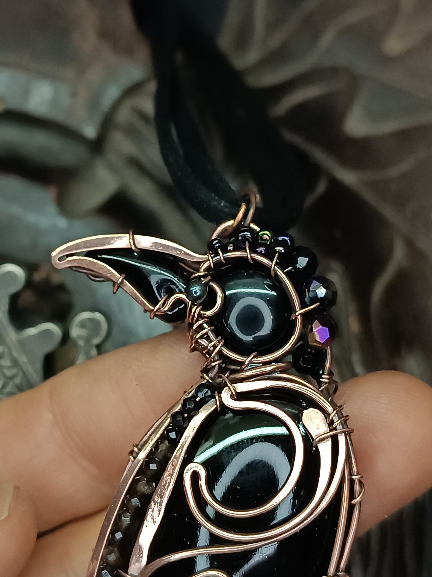 Midnight keeper. Raven necklace