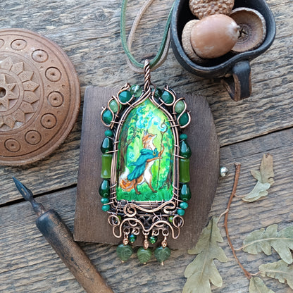 "Forest shaman"🌿🦊Wearable art necklace.