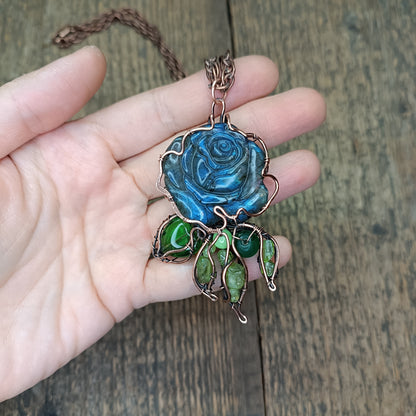 Blue rose pendant