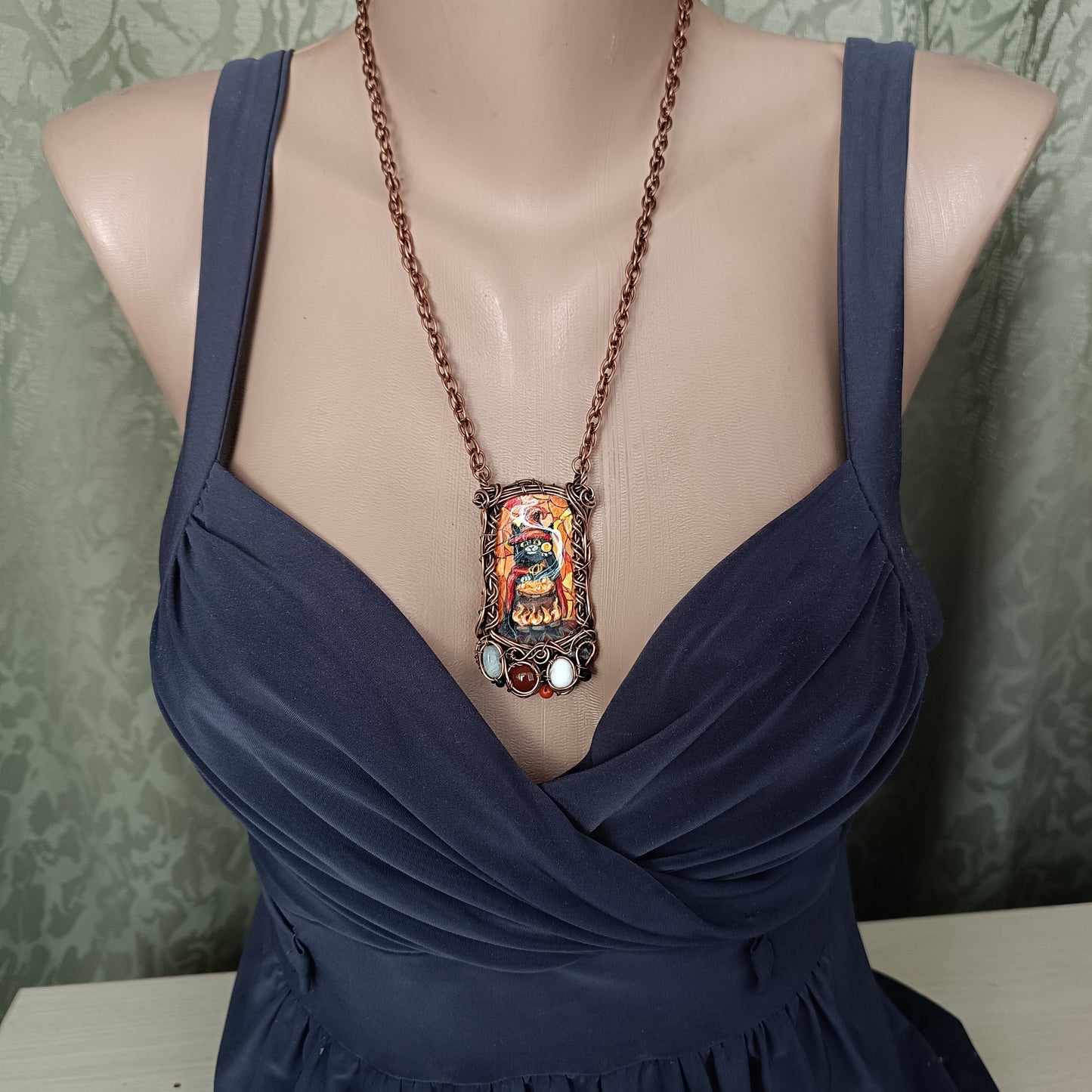 Halloween potion. Wearable art necklace.🦇🐈‍⬛🍲