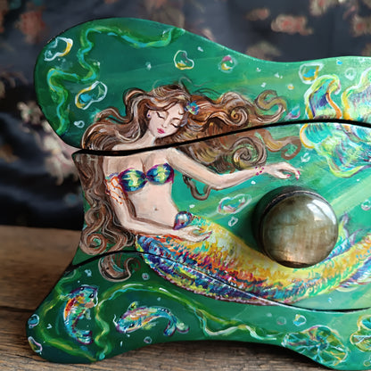 Collecting rainbow bubbles. Hand painted treasures box.