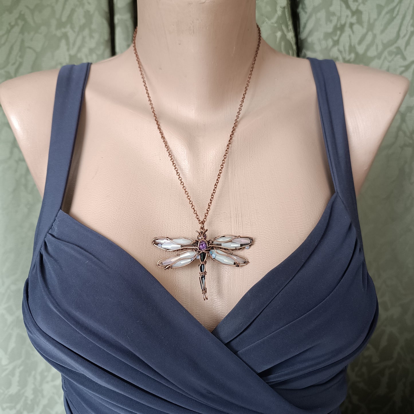 White dragonfly pendant