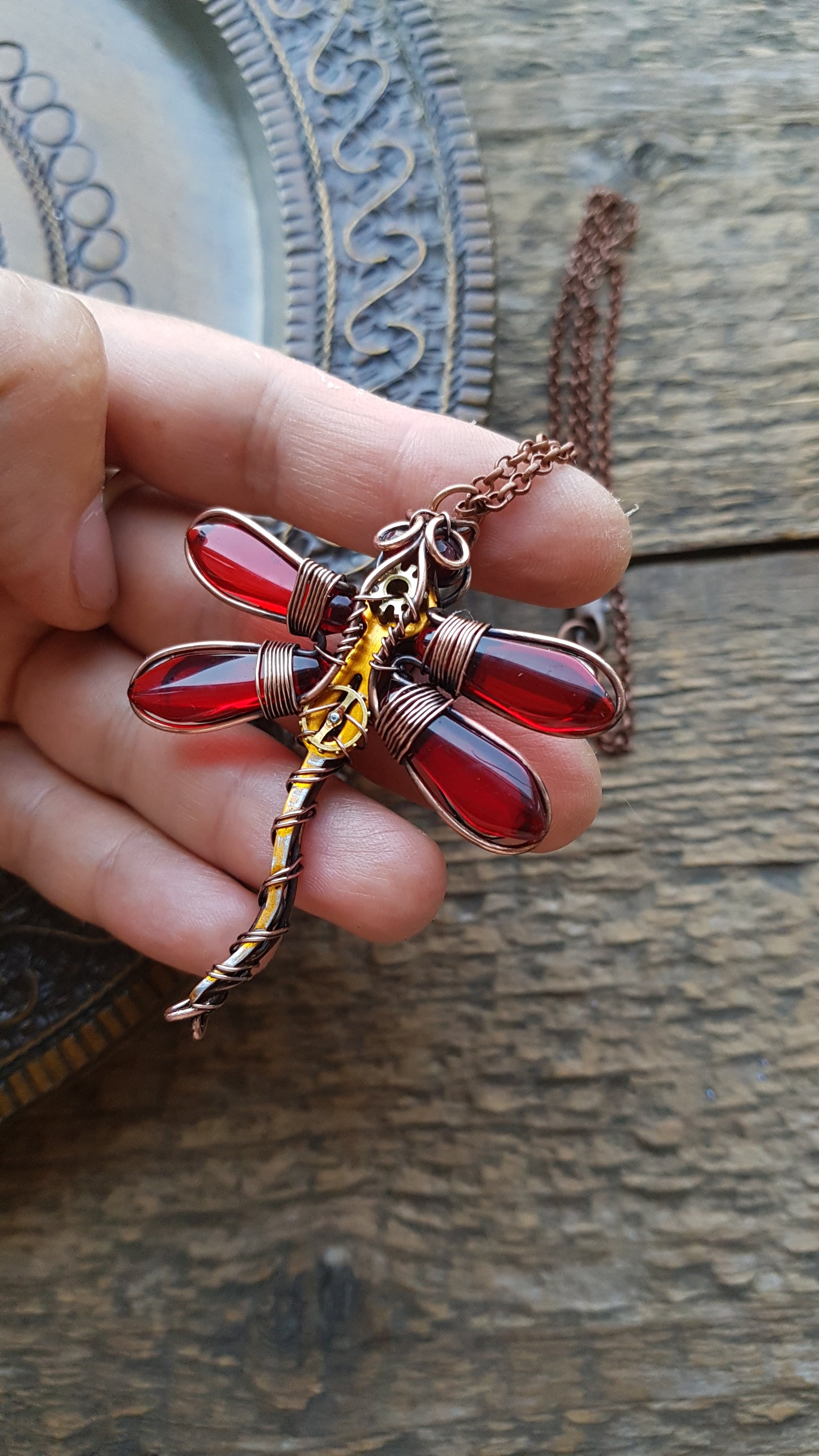 Red dragonfly charm