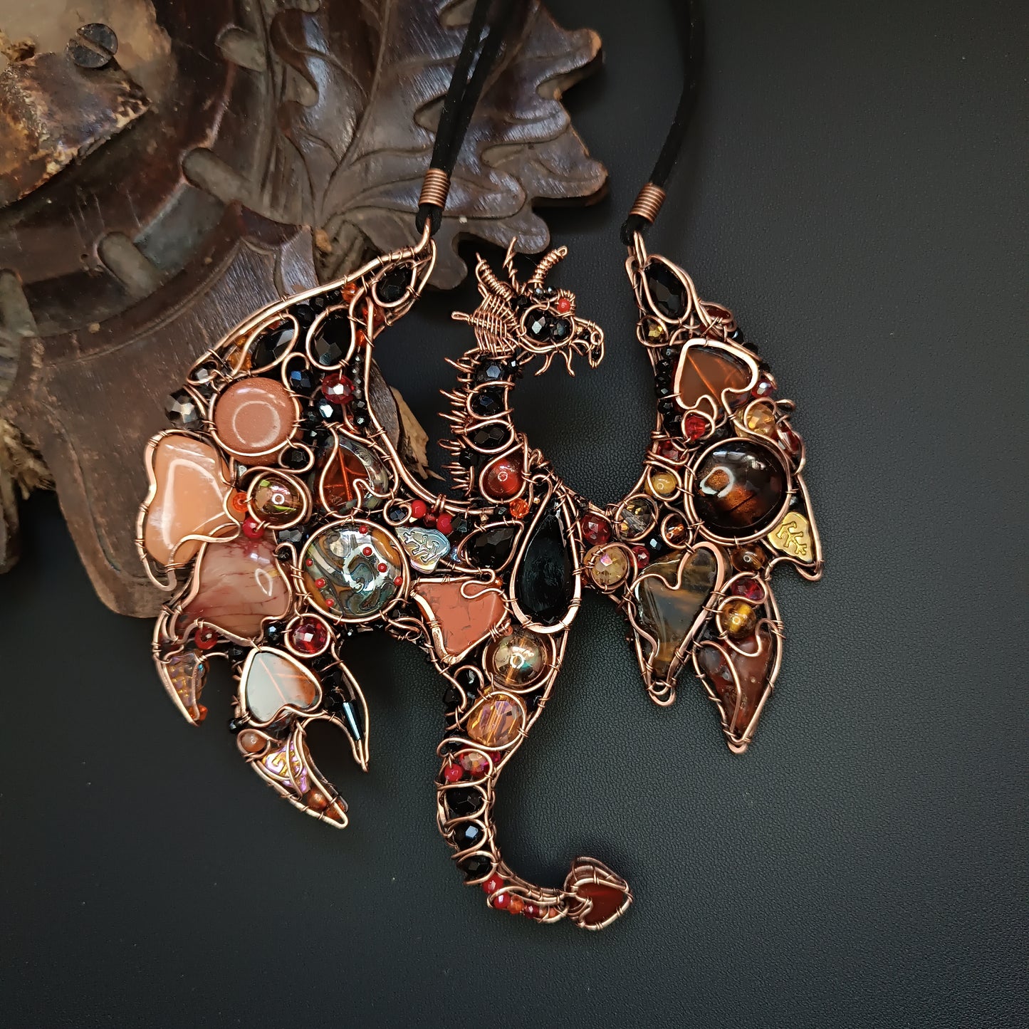 Fire dragon statement necklace
