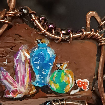 Halloween story. Painted bat necklace