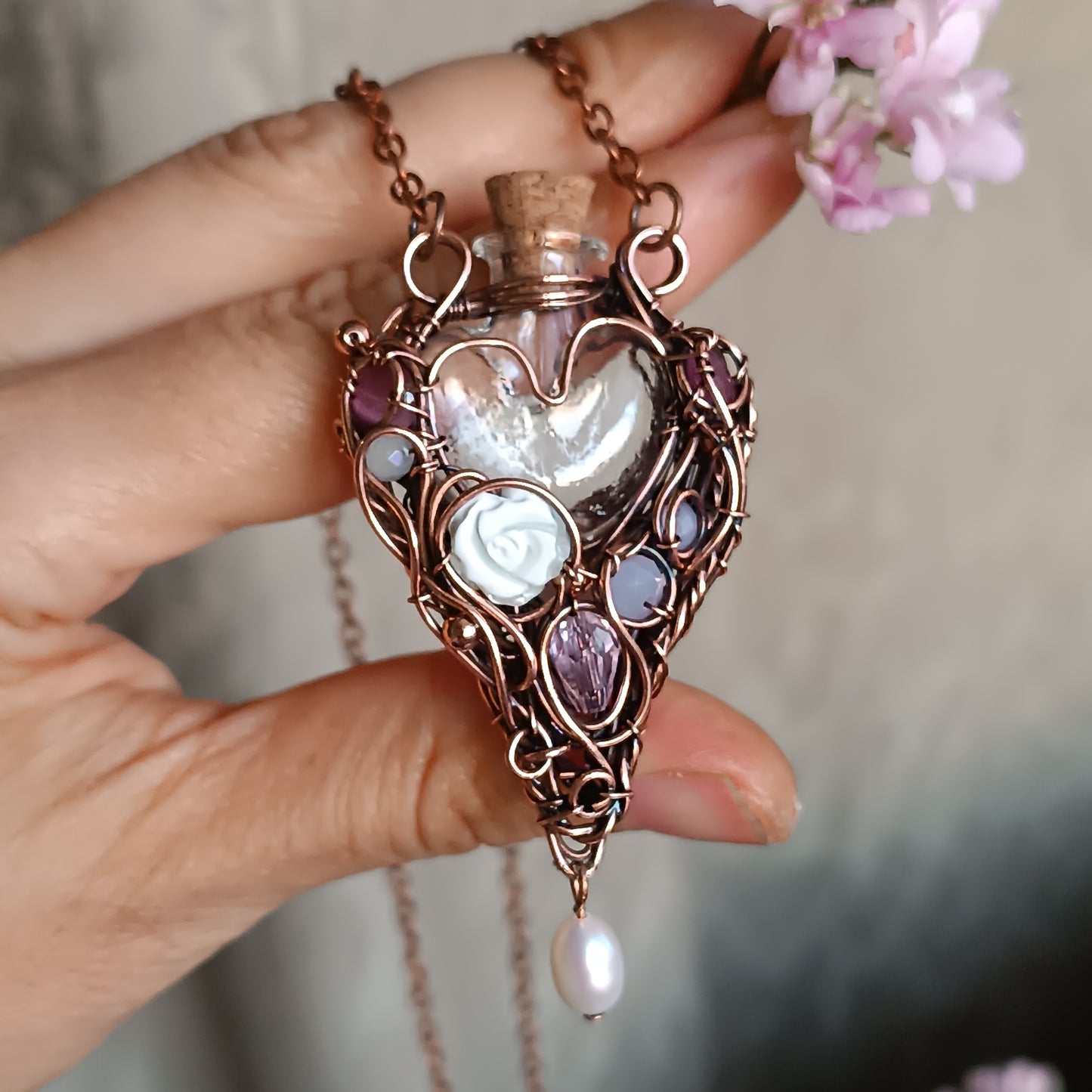 Whispering Dawn. Vial necklace