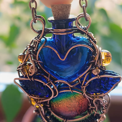 Blue autumn vial necklace