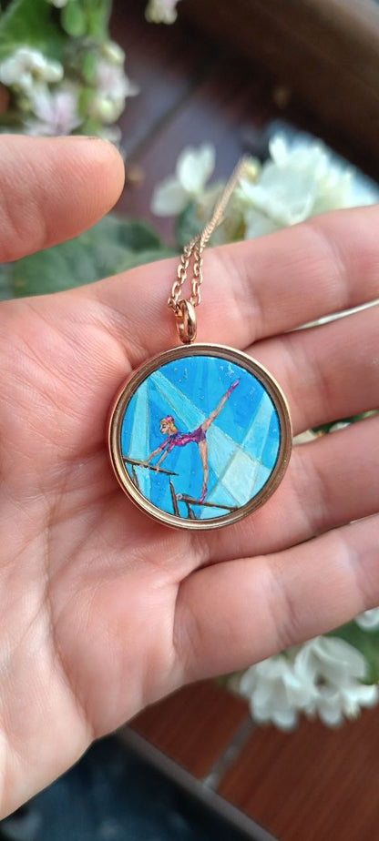Custom miniature painted necklace.
