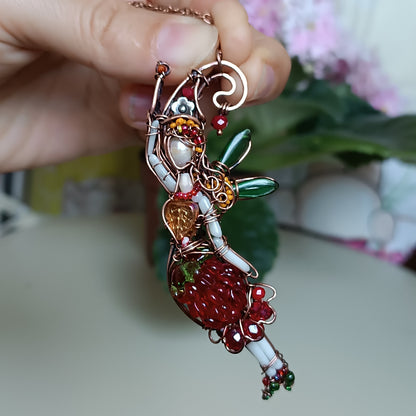 Sweet raspberry fairy pendant