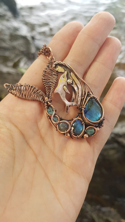 Mermaid and dolphing necklace