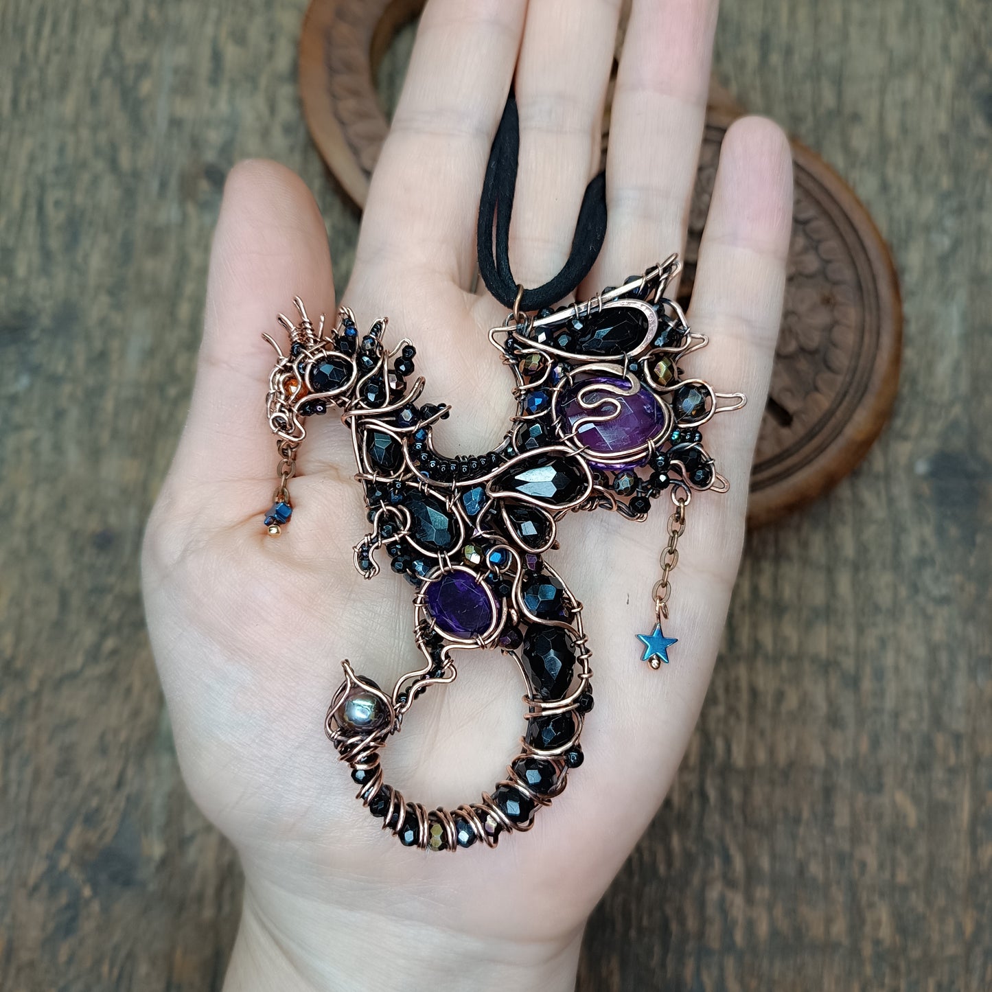 Amethyst midnight dragon necklace