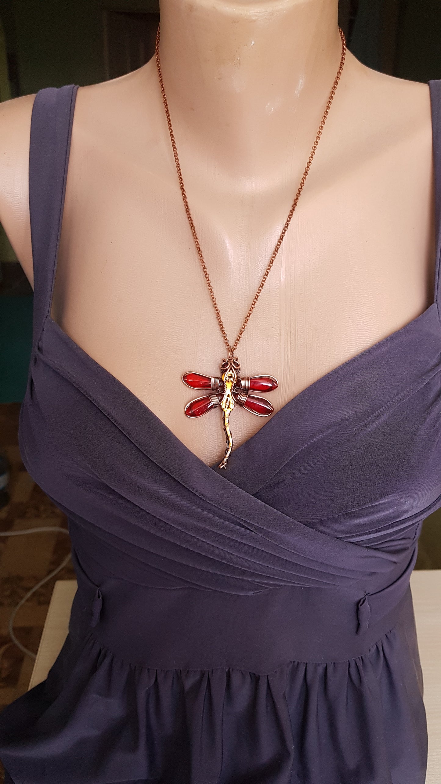 Red dragonfly charm