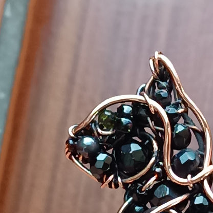 Black cat charm with tourmaline