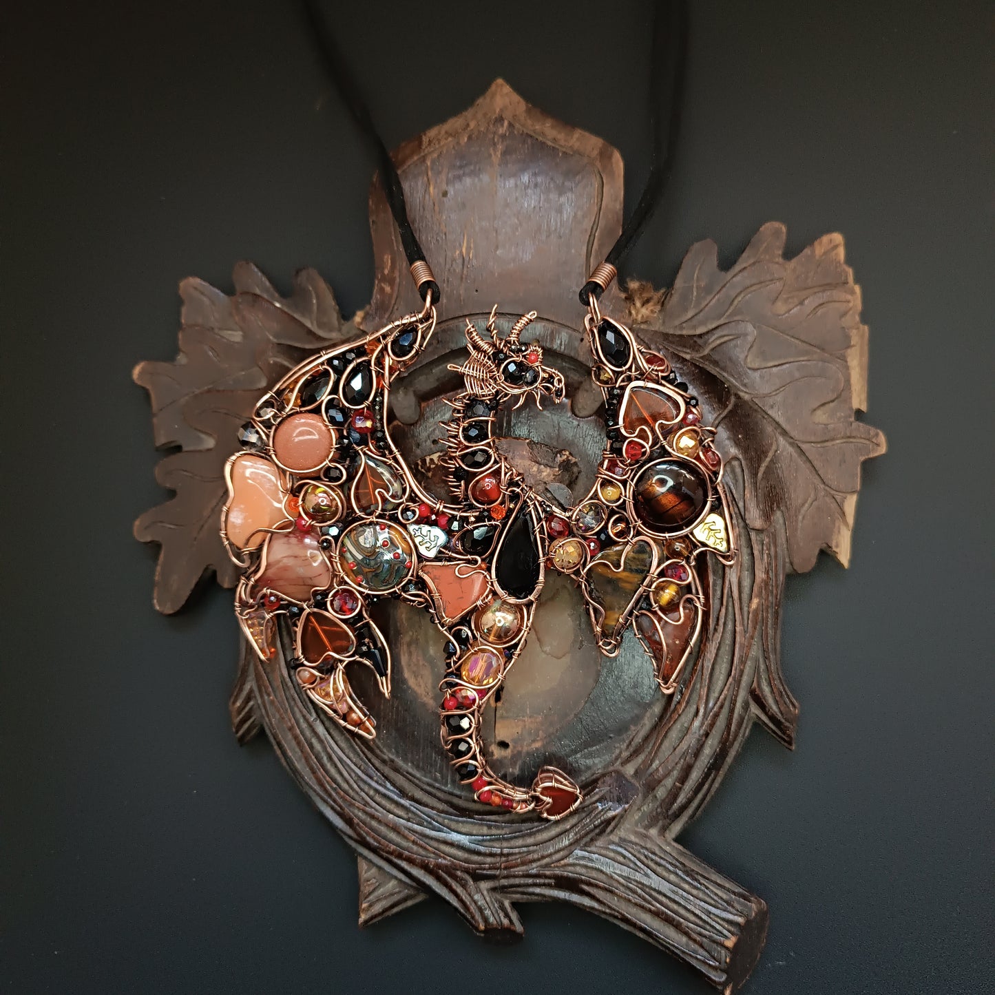 Fire dragon statement necklace