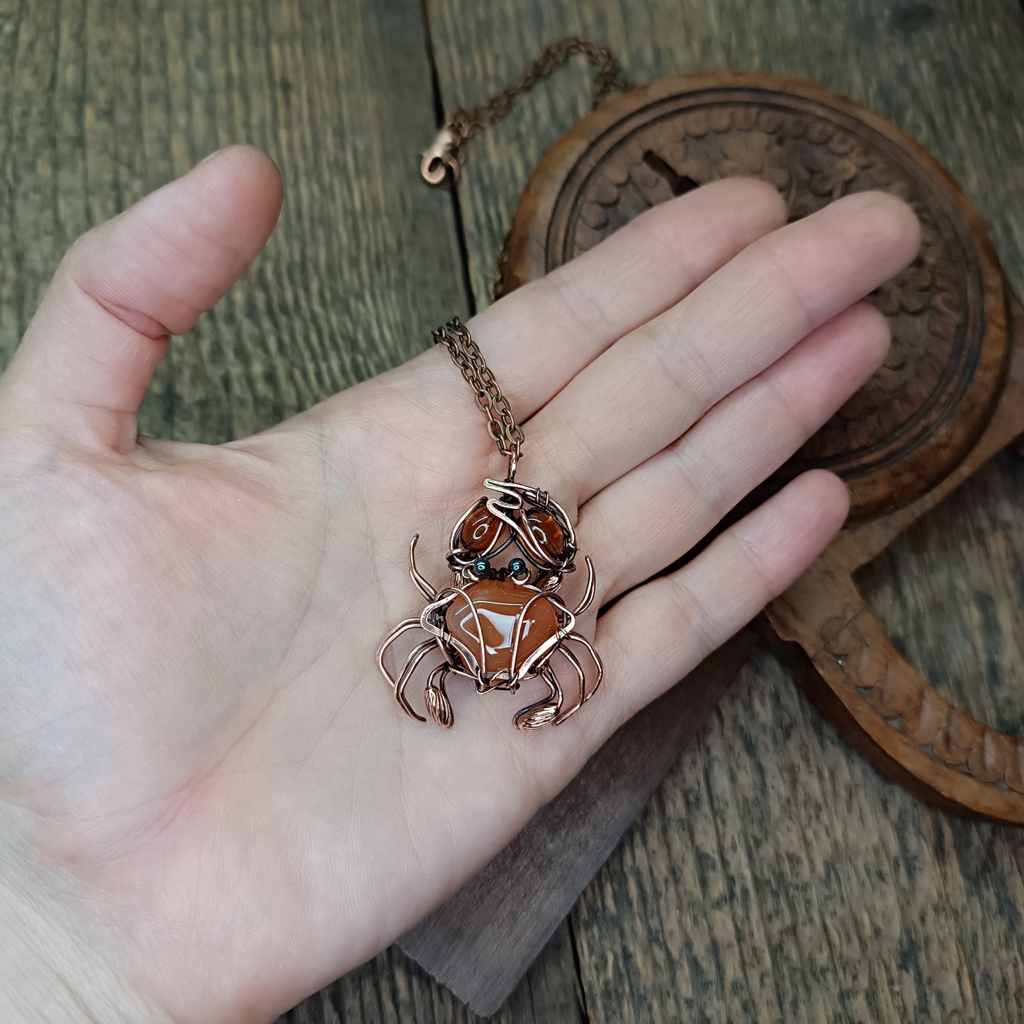 Carnelian crab pendant 🦀