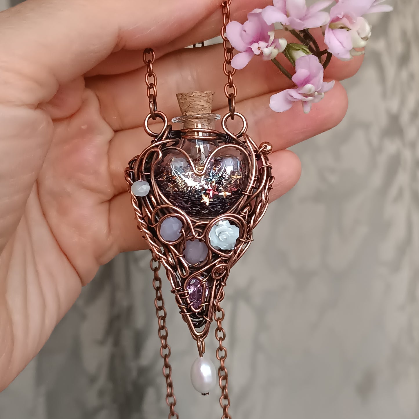 Whispering Dawn. Vial necklace
