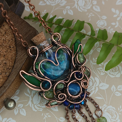 Seagrass meadows. Vial necklace
