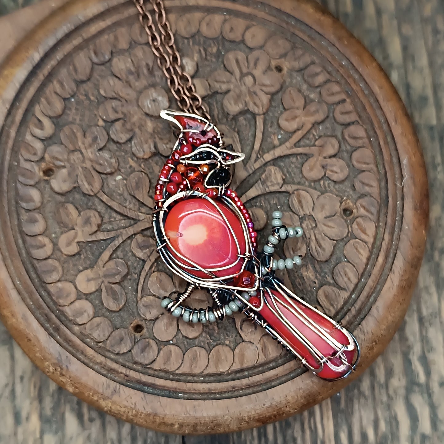 Red Cardinal bird pendant