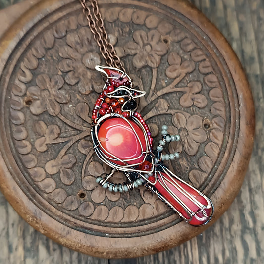 Red Cardinal bird pendant